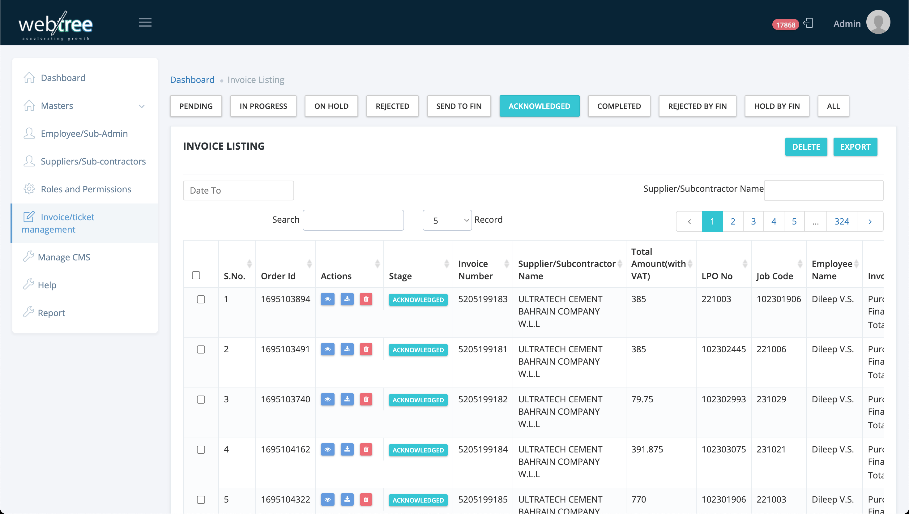 Vendor invoice system